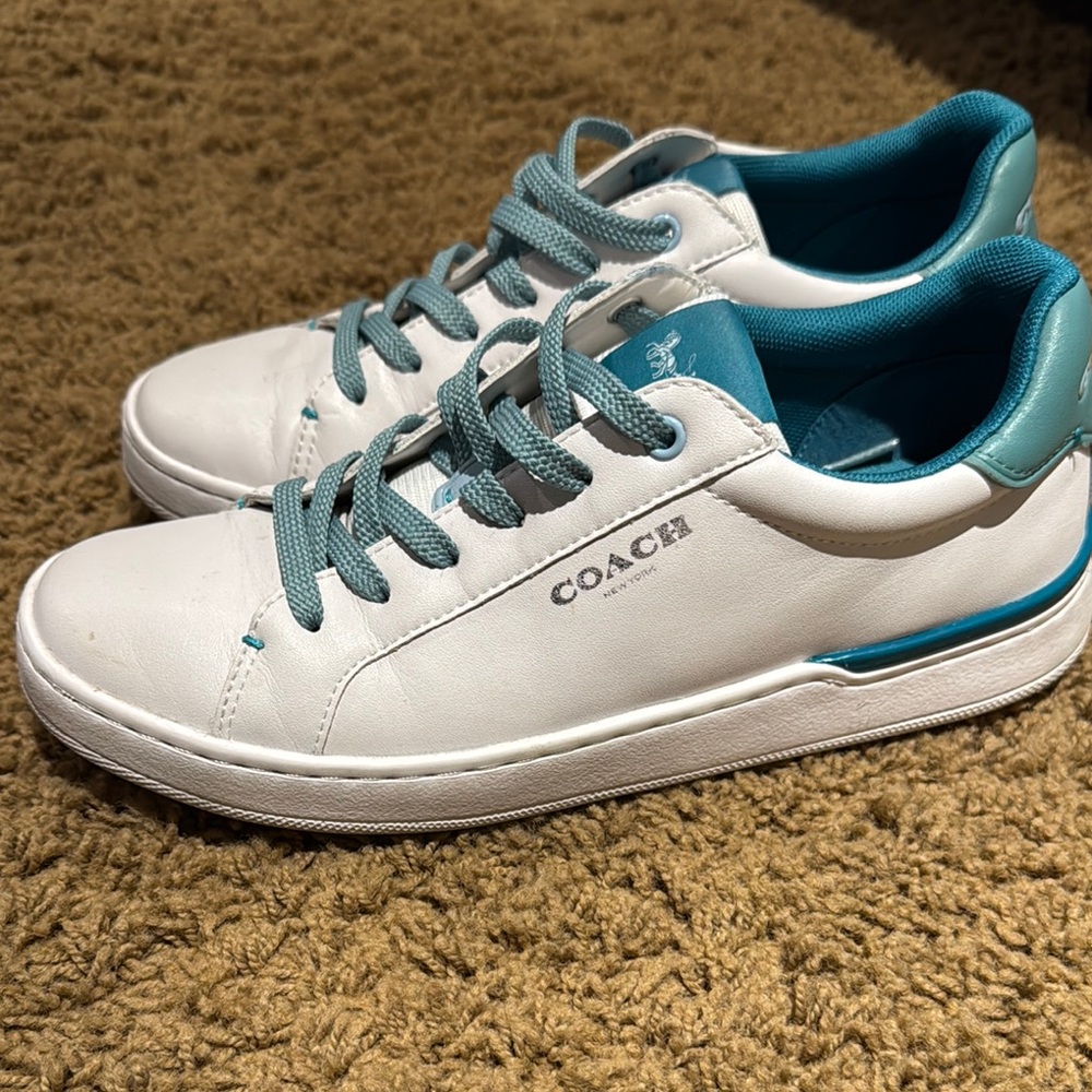 Coach White and Teal Sneakers